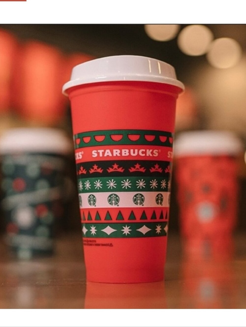 Starbucks 2020 Limited Edition Holiday Pattern Reusable 16 Oz Cup